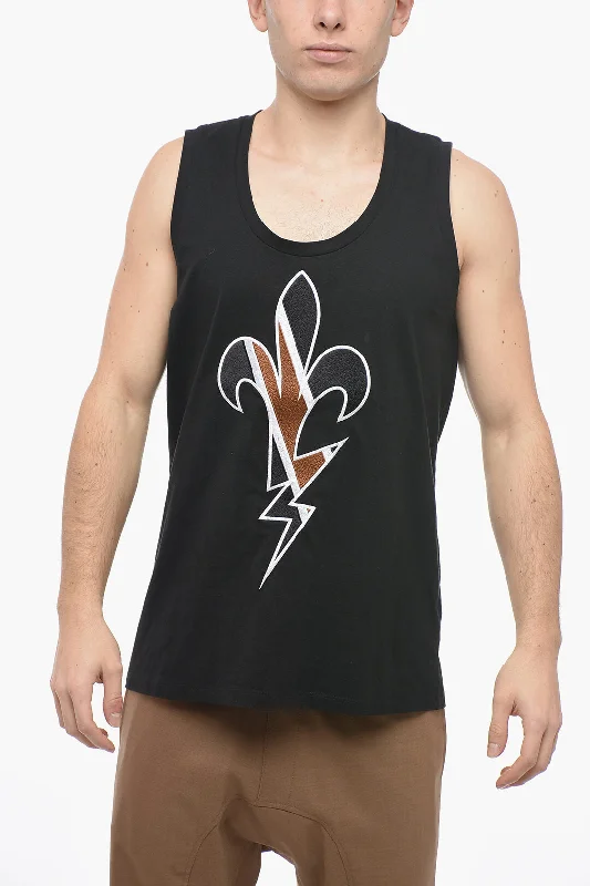 Final Clearance Neil Barrett Embroidered FLEUR-DE-THUNDER Tank Top