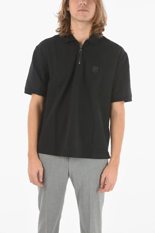 Weekend Deals That Thrill Neil Barrett Extrafine Jersey MUSIC BOLT Half-zip Polo T-Shirt with Logo