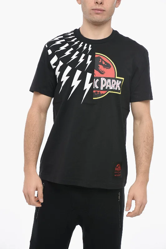 Mega Discount Neil Barrett JURASSIC PARK X NB Crew Neck HALF THUNDERBOLT Cotton T-Shirt