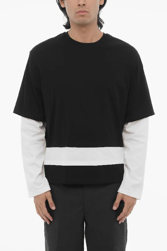 Today’s Special Neil Barrett Long Sleeves Two-Tone READY-STYLE Crew-neck T-shirt