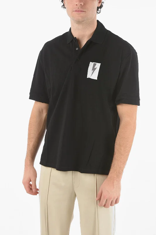 Weekend Savings Spectacle Neil Barrett Loose Fit FLAG BOLT Polo with Printed Logo
