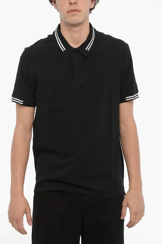 Super Discount Neil Barrett Piquet Cotton Slim Fit Polo Shirt