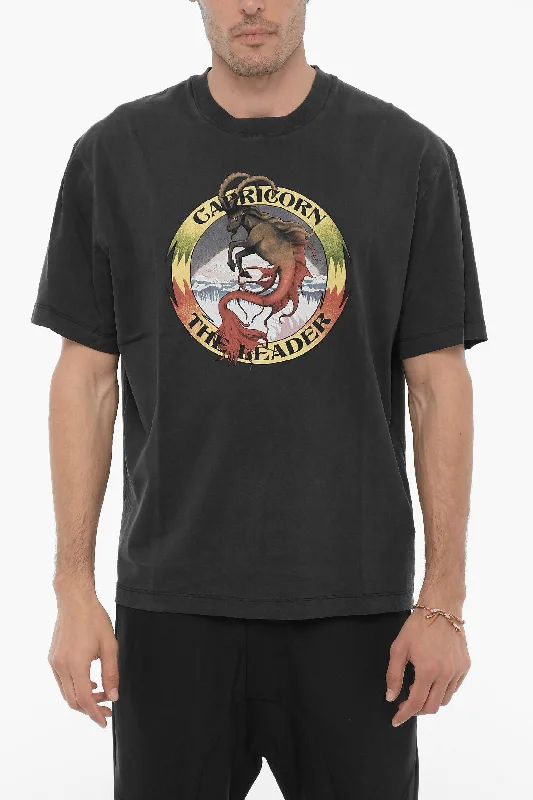Weekend Discounts to Celebrate Neil Barrett Slim Fit CAPRICORN THE LEADER Crew-neck T-shirt