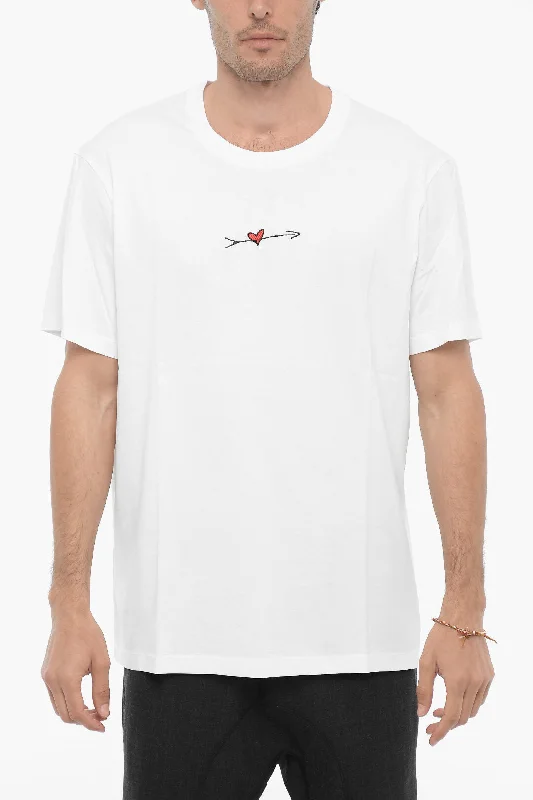 Price Break Neil Barrett Slim Fit Crew-Neck T-shirt With Heart Embroidery