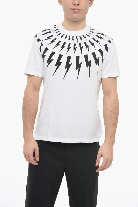 Weekend Savings Extravaganza Neil Barrett Slim Fit FAIR-ISLE THUNDERBOLT Crew-neck T-Shirt