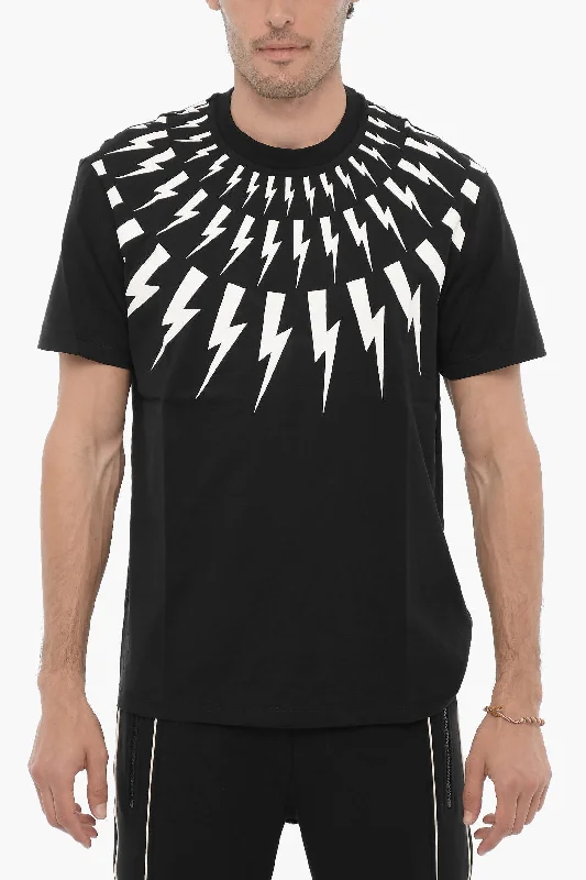 Weekend Offers That Thrill Neil Barrett Slim Fit FAIRISLE THUNDERBOLT Crew-neck T-Shirt