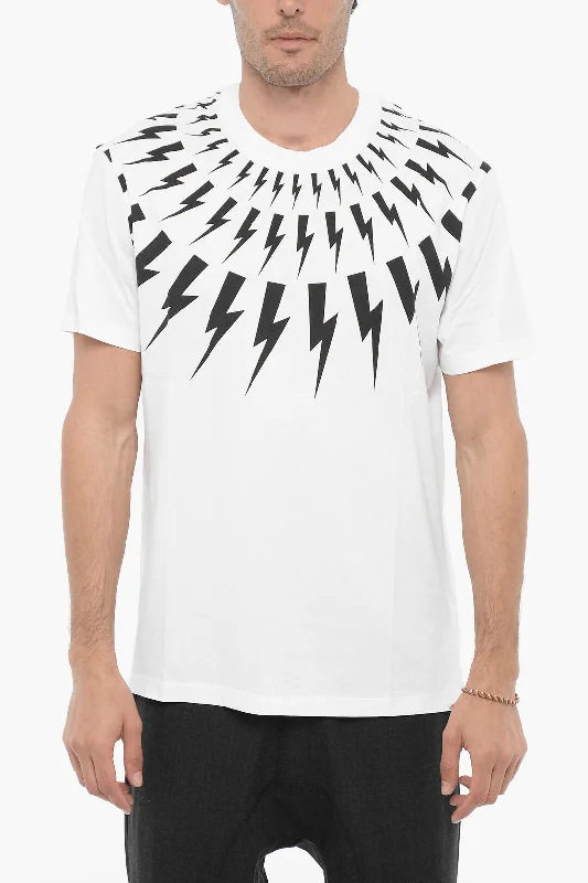 Weekend Savings Sensation Neil Barrett Slim Fit FAIRISLE THUNDERBOLT Crew-neck T-Shirt