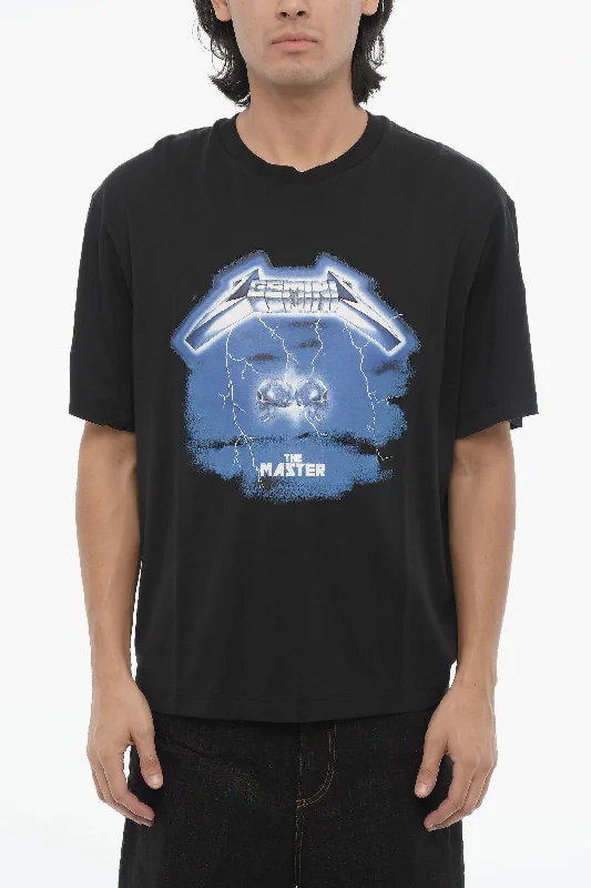 Price Reduction Neil Barrett Slim Fit ROCK BAND ZODIAC GEMINI Crew-neck T-shirt with Drop