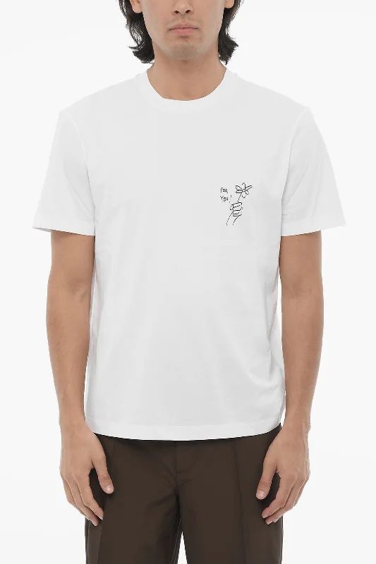 Weekend Savings Bonanza Neil Barrett Solid Color FOR YOU Crew-neck T-Shirt with Contrasting Print