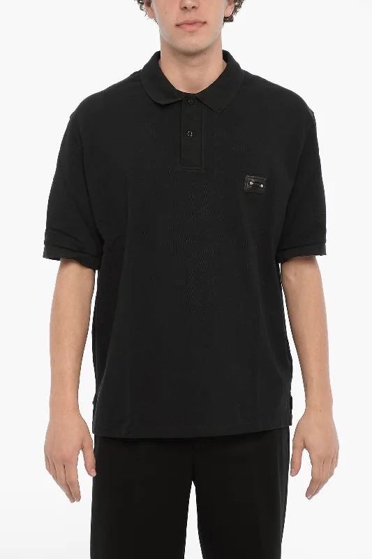 Inventory Reduction Neil Barrett Solid Color Loose Fit Polo Shirt with Piercing Detail