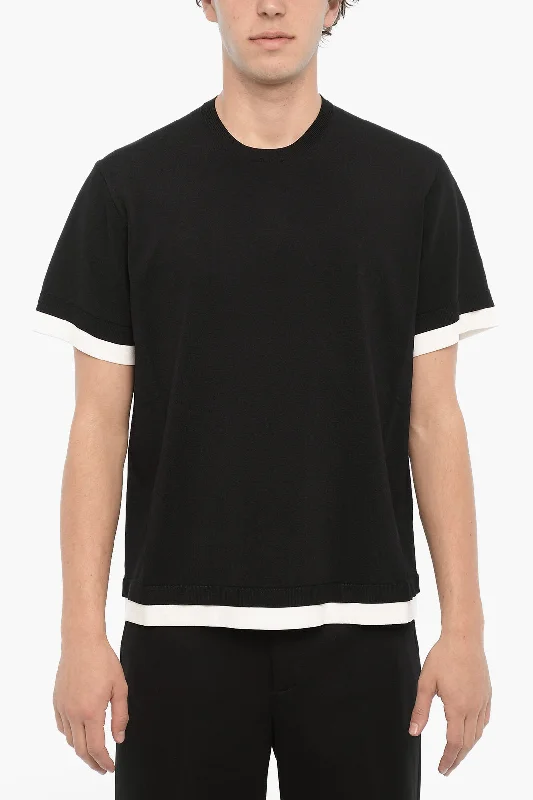 Weekend Deals That Sizzle Neil Barrett Solid Color Loose Fit T-Shirt with Contrasting Edges
