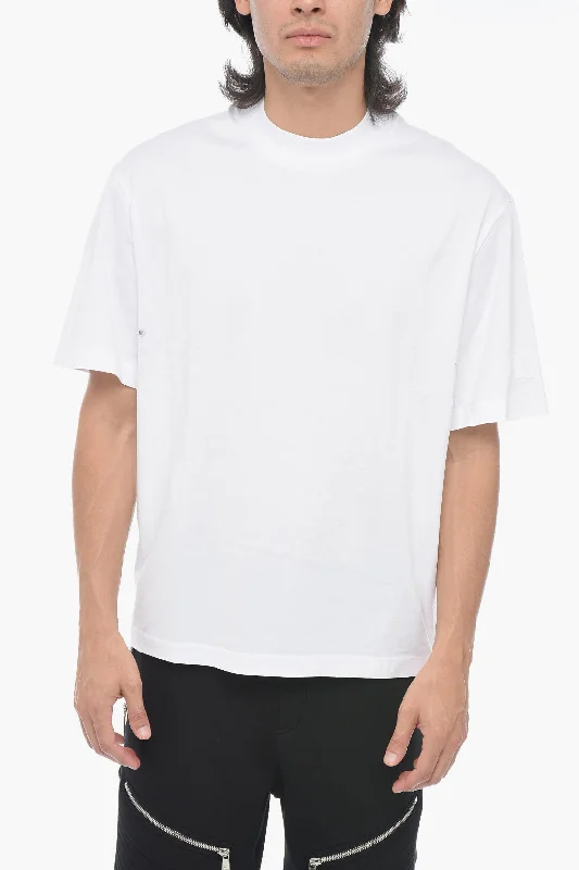 Can't Be Beat Neil Barrett Solid Color Slim Fit T-Shirt with Eyelets Details