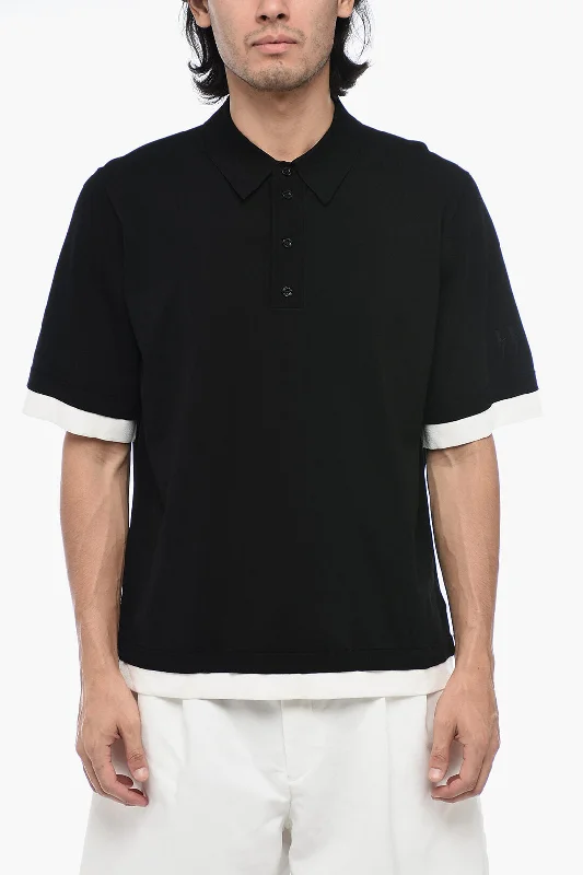 Weekend Deals That Excite Neil Barrett Technical Fabric Loose Fit Polo Shirt with Contrasting Hem