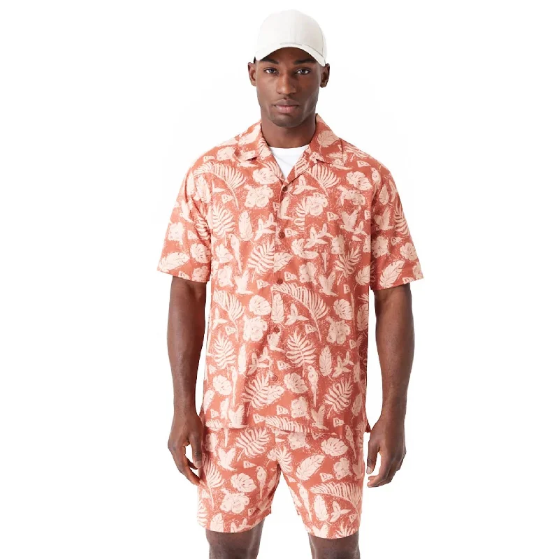 Unbeatable Prices New Era All Over Print Brown Woven Short Sleeve Shirt