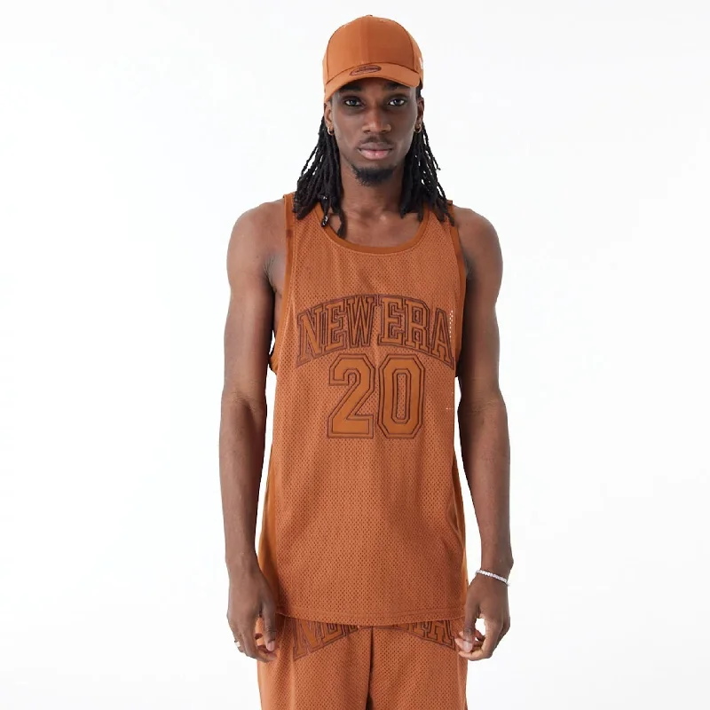 Special Buy New Era Arch Logo Brown Mesh Tank Top