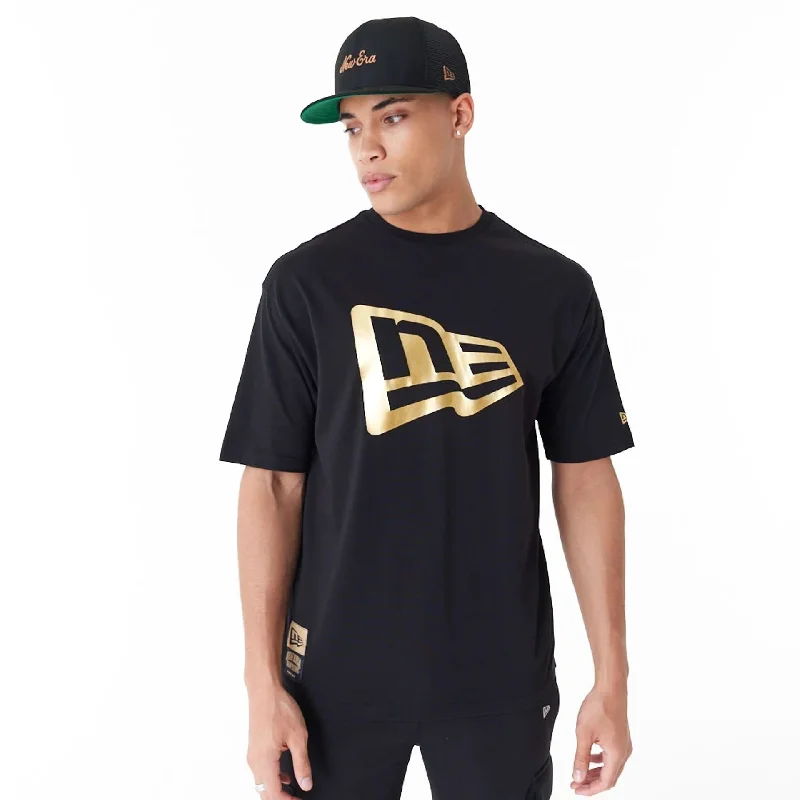 Overstock New Era Flag Black Oversized T-Shirt