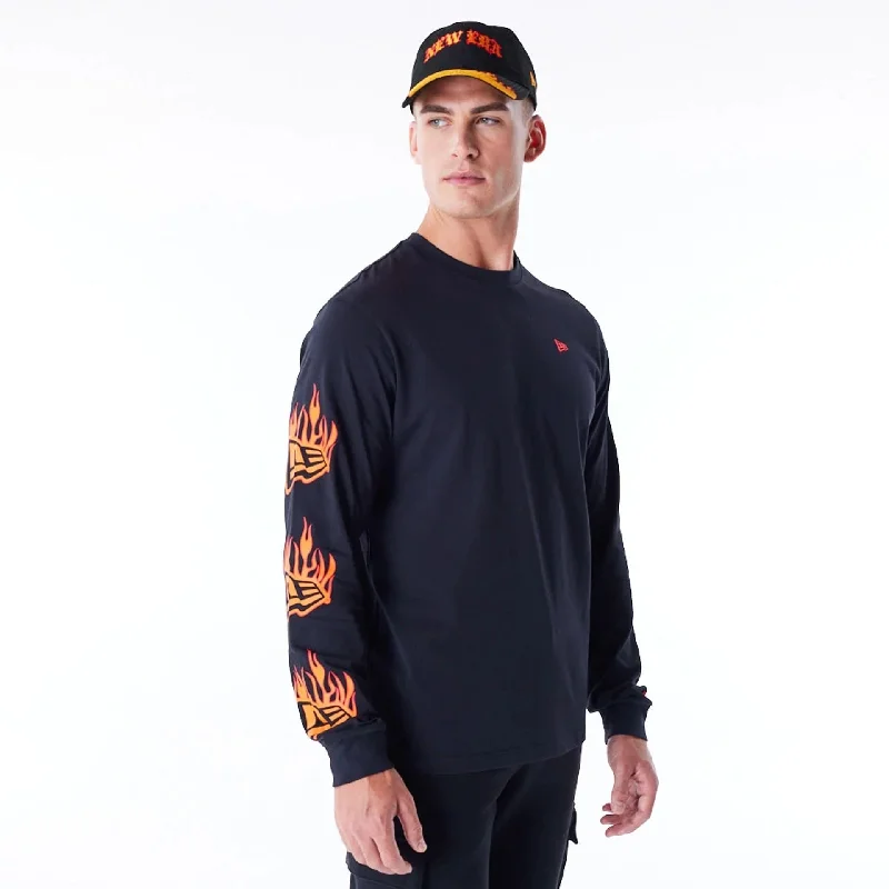 Weekend Deals That Please New Era Flag Flame Black Long Sleeve T-Shirt