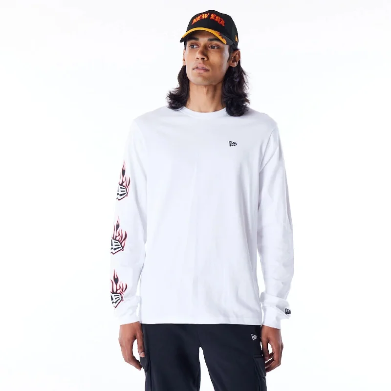 Limited Stock New Era Flag Flame White Long Sleeve T-Shirt