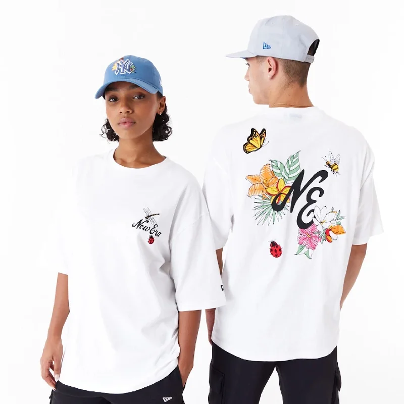 Weekend Savings Spectacular New Era Floral Graphic White Oversized T-Shirt