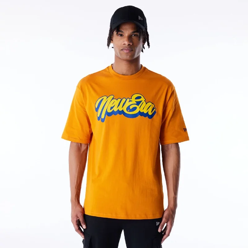 Markdowns New Era Font Graphic Orange Oversized T-Shirt