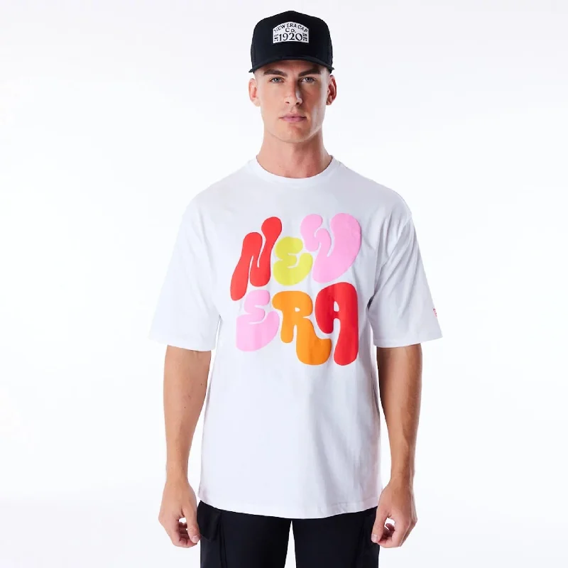 Extra Savings New Era Font Graphic White Oversized T-Shirt