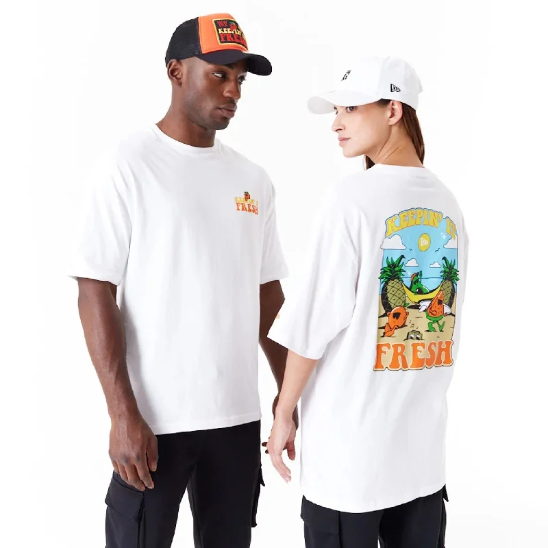 Super Sale New Era Fruit Graphic White Oversized T-Shirt