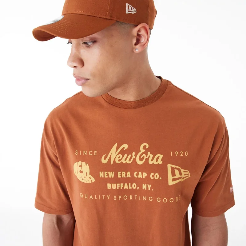 Price Reduction New Era Heritage Patch Brown Oversized T-Shirt