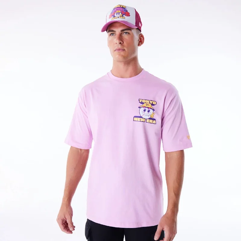 Daily Deals New Era Location Graphic Tokyo Pastel Pink Oversized T-Shirt