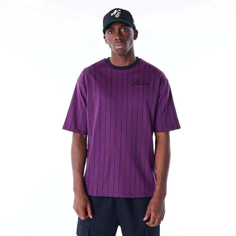 Weekend Flash Sale New Era Pinstripe Dark Purple Oversized T-Shirt
