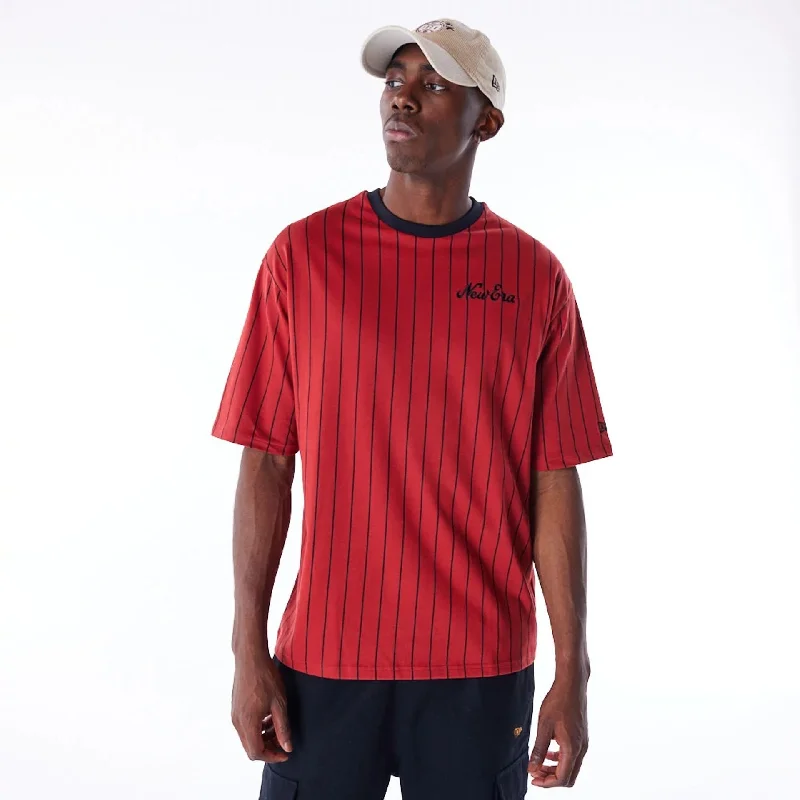 Clearance Sale New Era Pinstripe Red Oversized T-Shirt