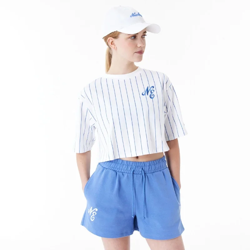 Exclusive Savings New Era Pinstripe White Womens Crop T-Shirt