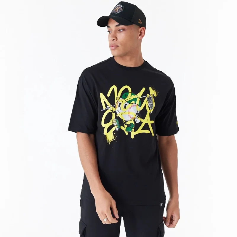Weekend Deals That Please New Era Spray Graphic Black Oversized T-Shirt