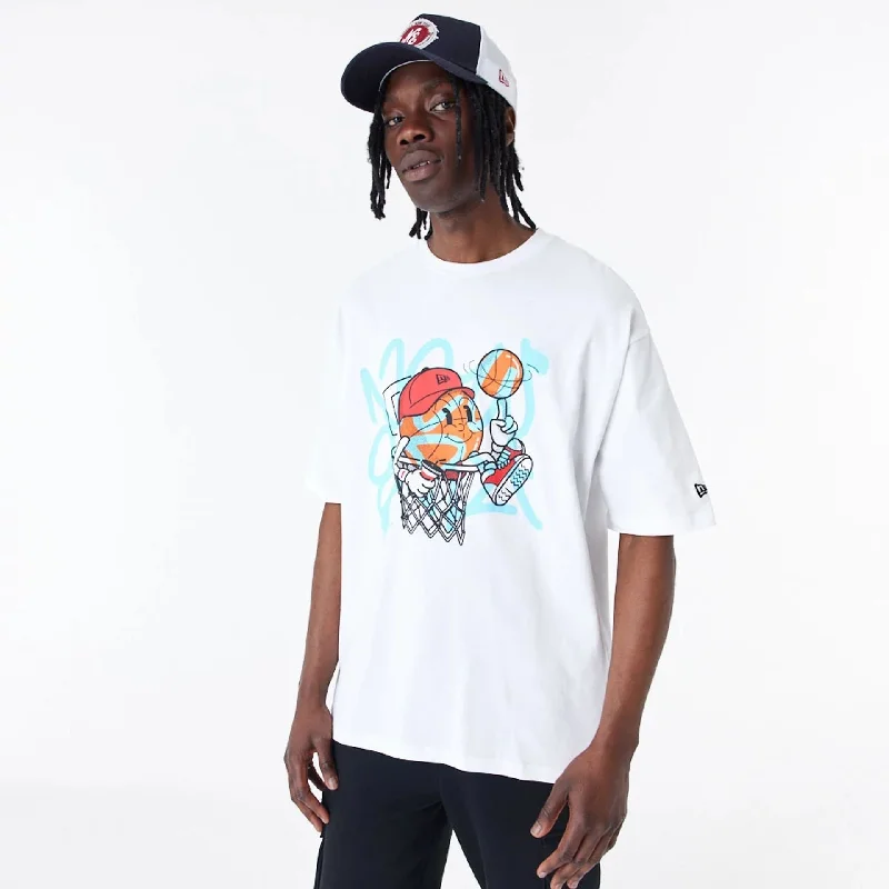 Early Access New Era Spray Graphic White Oversized T-Shirt