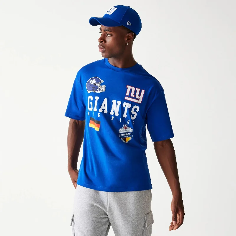 Weekend Savings Bonanza New York Giants NFL Games Collegiate Blue Oversized T-Shirt