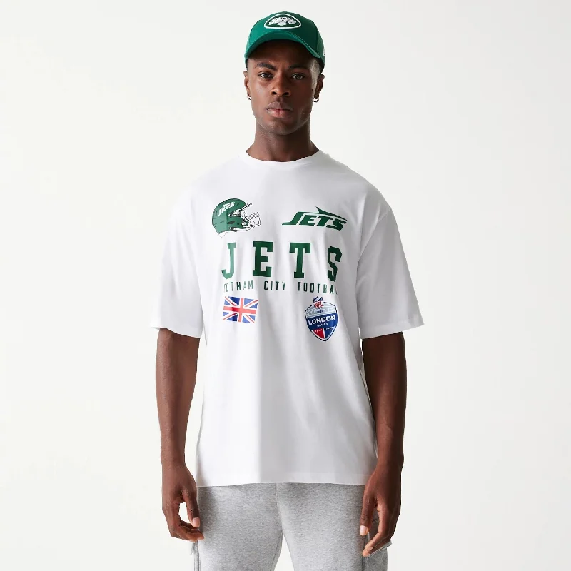 Weekend Offers That Amaze New York Jets NFL Games Collegiate White Oversized T-Shirt