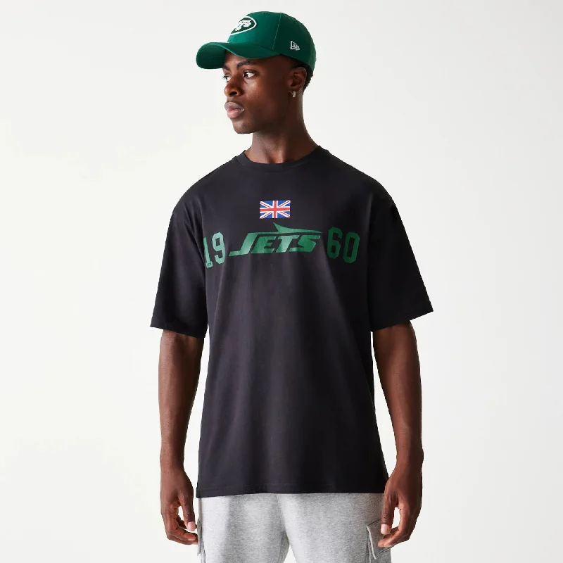 Weekend Discounts to Enjoy New York Jets NFL Games Square Arch Black Oversized T-Shirt