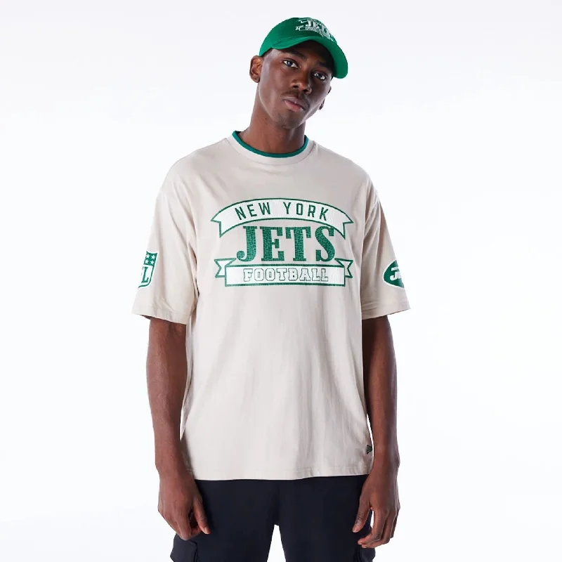 Weekend Bargains to Savor New York Jets NFL Graphic Open White Oversized T-Shirt