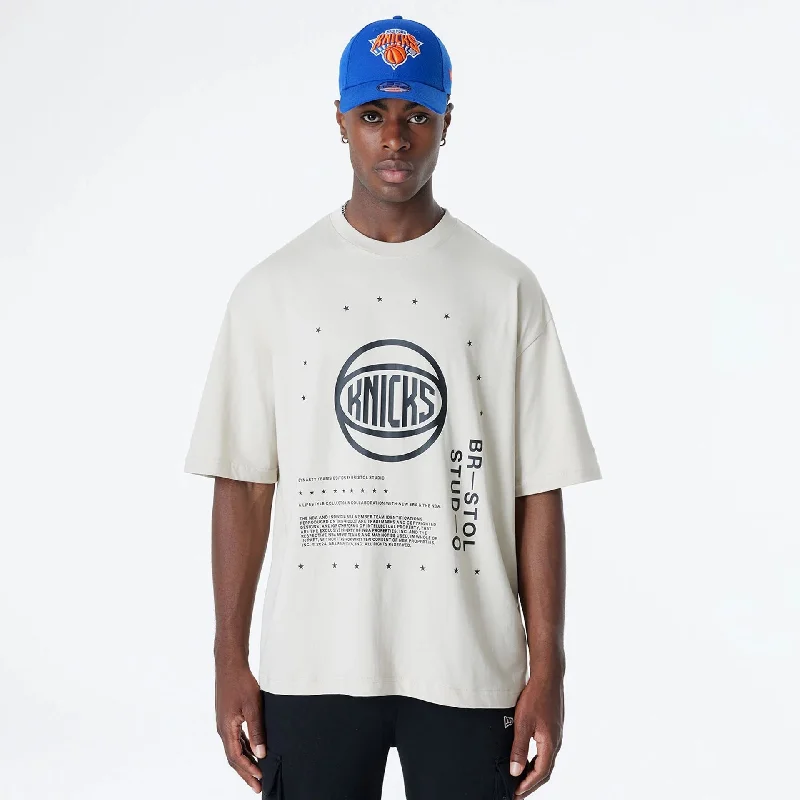 Now Available New York Knicks Bristol Studio x NBA Light Beige Oversized T-Shirt