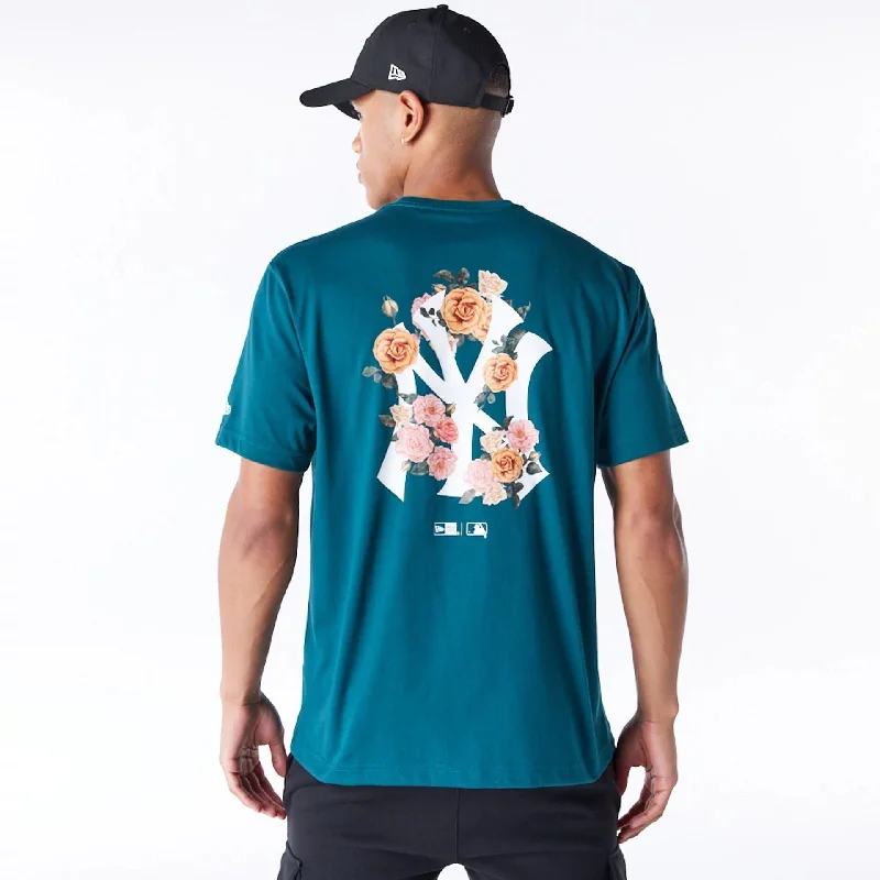 Crazy Savings New York Yankees MLB Flower New Era Korea Dark Green T-Shirt