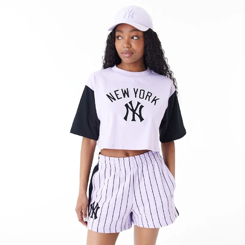 Special Buy New York Yankees MLB Lifestyle Purple Womens Crop T-Shirt