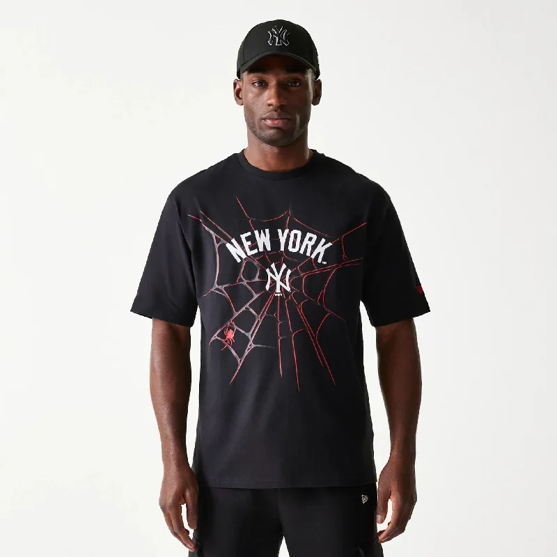 Don't Delay New York Yankees Spiderweb Black Oversized T-Shirt