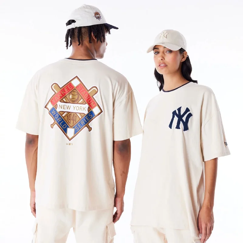 Weekend Deals You Can't Resist New York Yankees World Series Light Beige Drop Shoulder T-Shirt