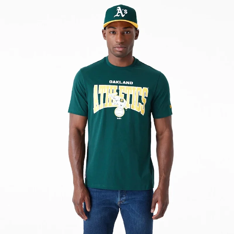 Low Cost Oakland Athletics MLB Arch Wordmark Graphic Dark Green T-Shirt