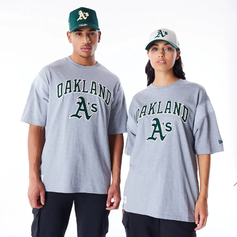 Weekend Sale: Don't Miss Out Oakland Athletics MLB Rib Infill Grey Oversized T-Shirt