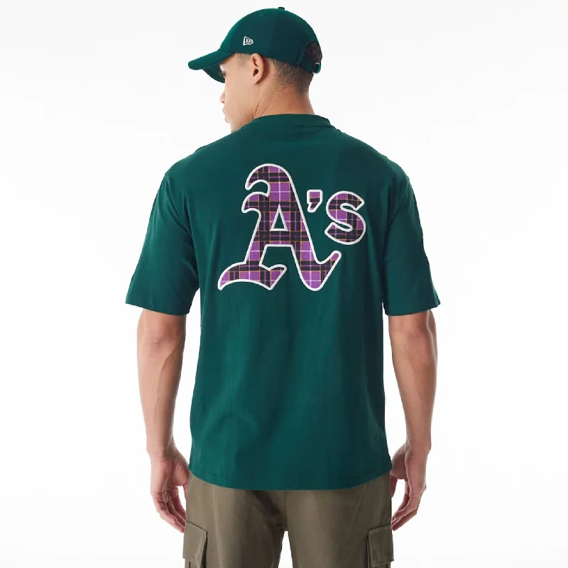 Super Bargain Oakland Athletics MLB Tartan Infill Dark Green Oversized T-Shirt