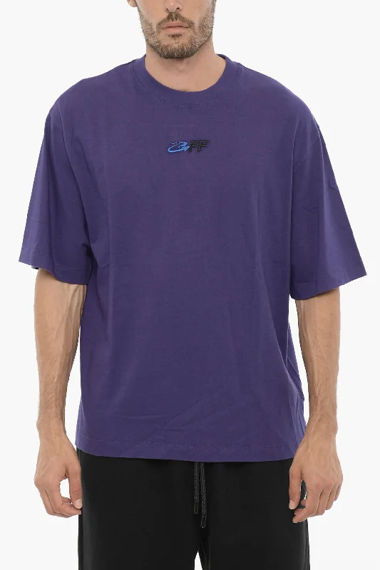 Special Discount Off-White Cotton Crew-neck t-shirt With Embroidery Logo