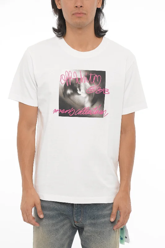 Limited Availability Off-White Cotton TORNATO Crew-neck T-shirt with Print