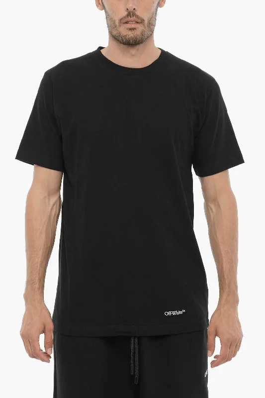 Today Only Off-White Solid Color Crew-neck T-shirt with Embroidery Back