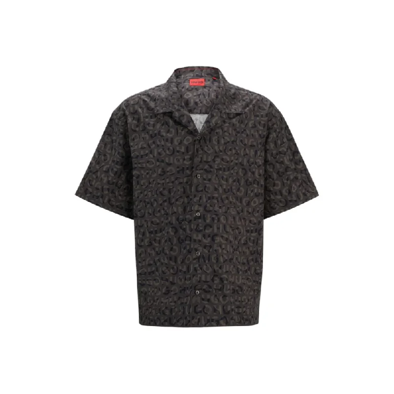 Quick Sale Oversize-fit shirt in seasonal-print cotton poplin