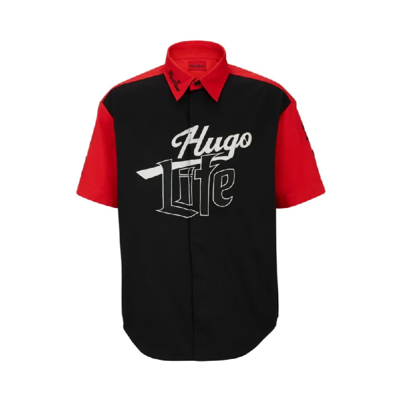 Instant Discount Oversize-fit shirt with racing-inspired details